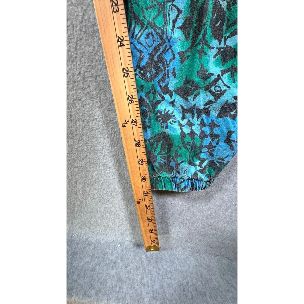 Vintage Mix Activewear Mens Floral Print Joggers Blue Teal Cotton Made in USA M